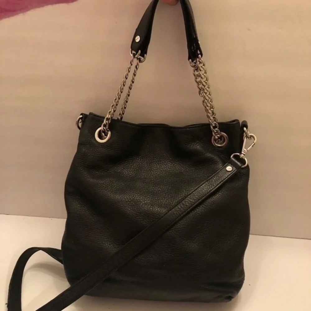 Michael kors black leather jet set chain bag purse